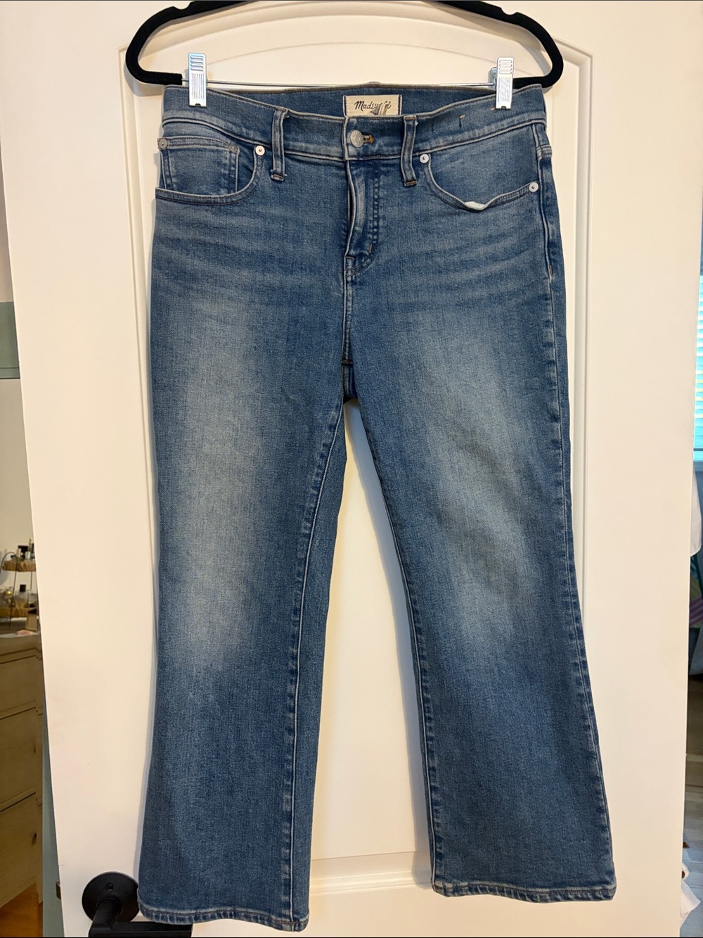 Madewell Medium Blue Cropped Flare Jeans